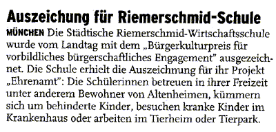 Auszeichnung f�r Riemerschmid-Schule